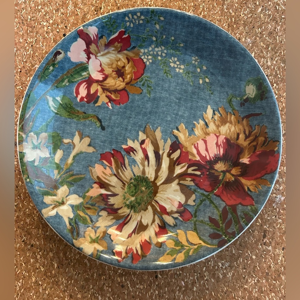 Pottery Barn Meadow Blue Floral Stoneware Salad Plate. Euc. D1